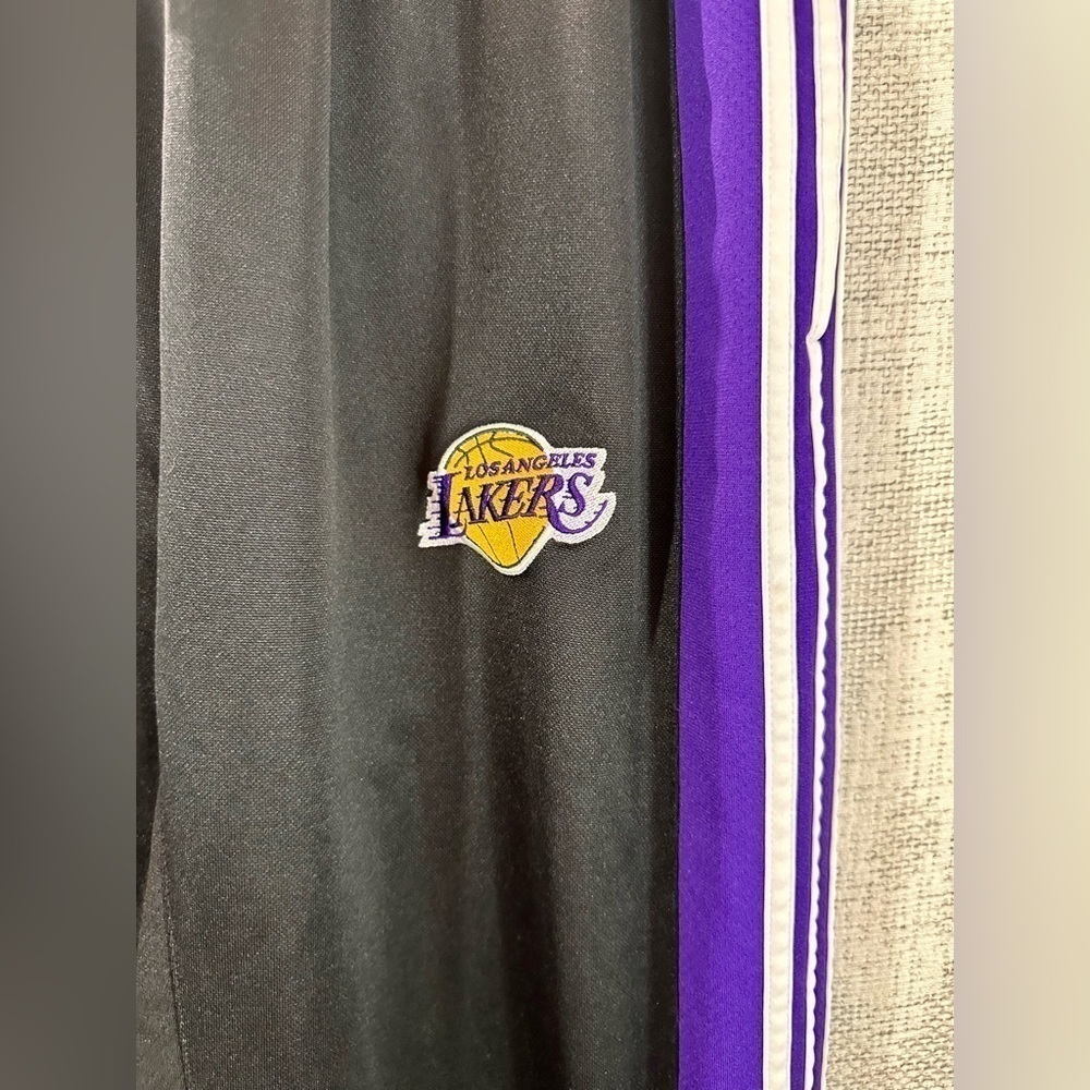 Y2K 2009 Adidas NBA Clima365 Lakers black and purple track pants size M - Picture 10 of 11
